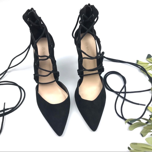 Wild Diva Shoes - Wild Diva | black closed toe lace up heels 8